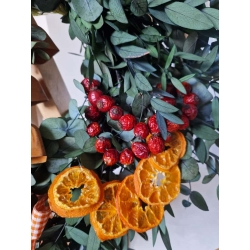 Wianek zimowy świąteczny Stabilizowany Eukaliptus i Pomarańcze 45 cm